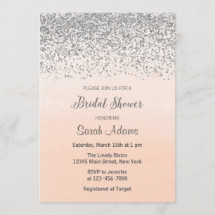 Invitation à la brasserie Peach and Silver Bridal 