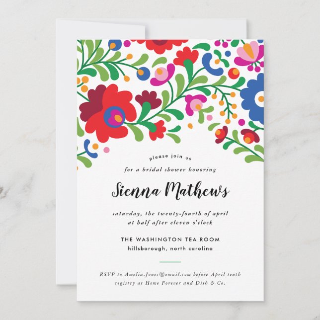 Invitation à la broderie nuptiale mexicaine (Devant)
