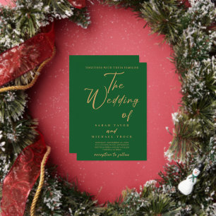 Invitation à la calligraphie or Royal Green