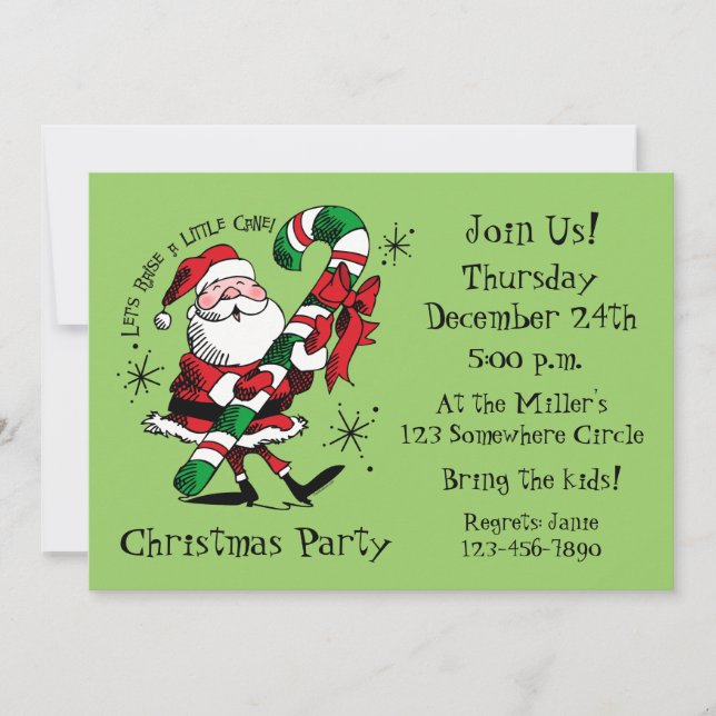 Invitation à la canne de collecte de Père Noël (Devant)
