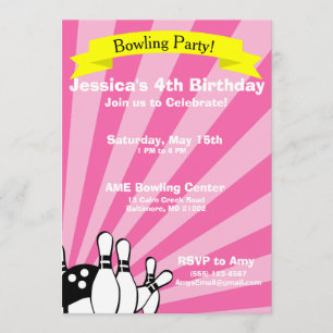 Invitation à la carte d'anniversaire de Bowling