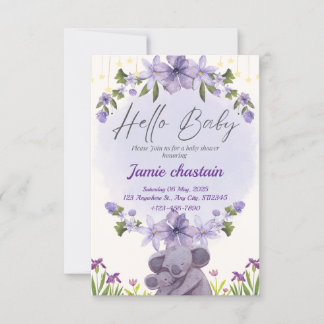 invitation à la carte de Baby shower animal