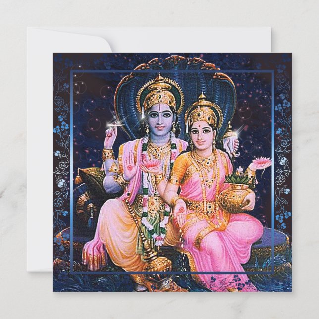 Invitation à la carte Vishnu & Lakshmi, salutation (Devant)