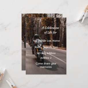 Invitation à la célébration de la vie Motocycliste