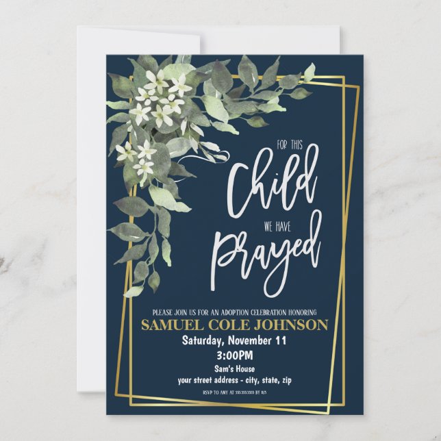 Invitation à la célébration de l'adoption religieu (Devant)