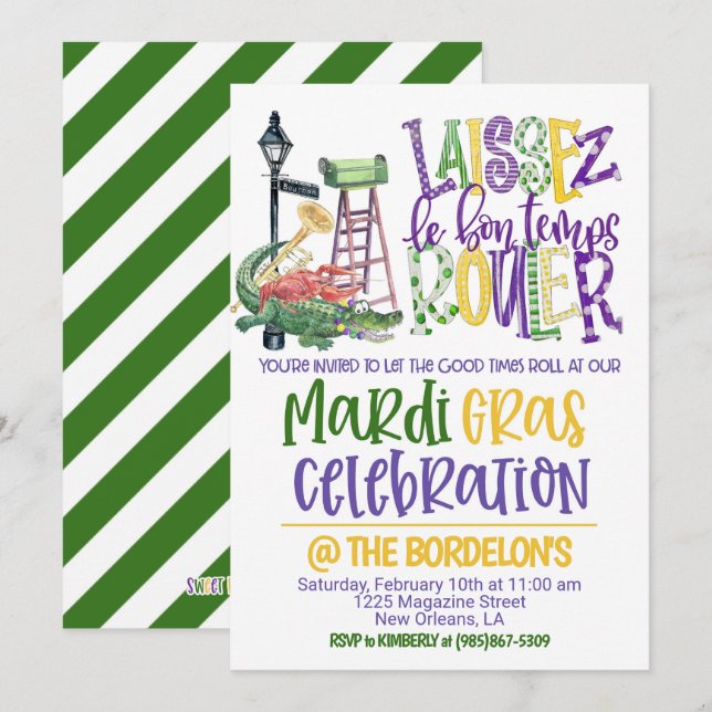 Invitation à la célébration de Mardi Gras (Devant / Derrière)