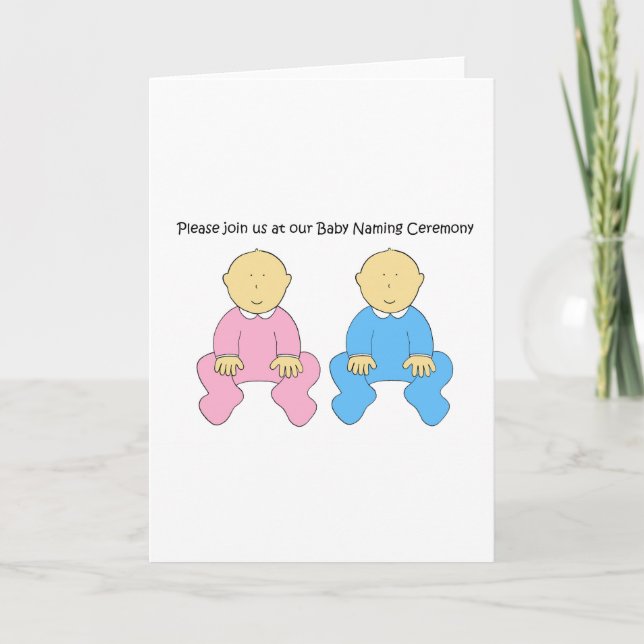 Invitation à la cérémonie de baptême Twins Baby. (Devant)