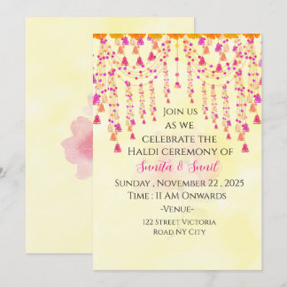 Invitation à la cérémonie de Haldi de mariage indi