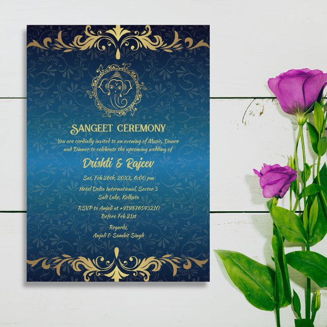 Invitation à la cérémonie de la sangeet avant-Mari (Créateur téléchargé)