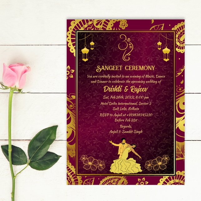Invitation à la cérémonie de la sangeet avant-Mari (Créateur téléchargé)