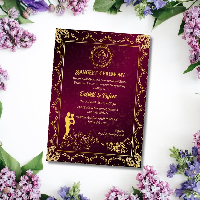 Invitation à la cérémonie de la sangeet avant-Mari (Créateur téléchargé)