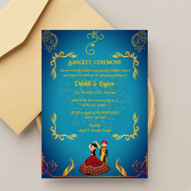 Invitation à la cérémonie de la sangeet avant-Mari (Créateur téléchargé)
