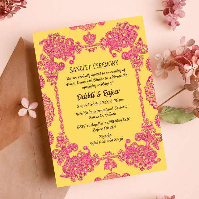 Invitation à la cérémonie de la sangeet avant-Mari (Créateur téléchargé)