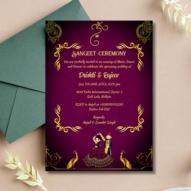 Invitation à la cérémonie de la sangeet avant-Mari (Créateur téléchargé)