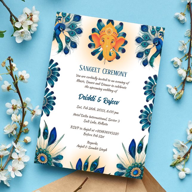Invitation à la cérémonie de la sangeet avant-Mari (Créateur téléchargé)