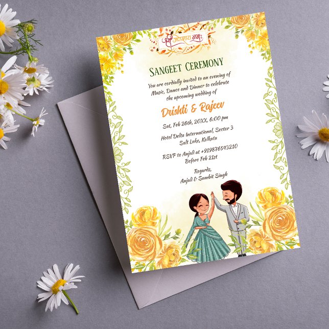 Invitation à la cérémonie de la sangeet avant-Mari (Créateur téléchargé)