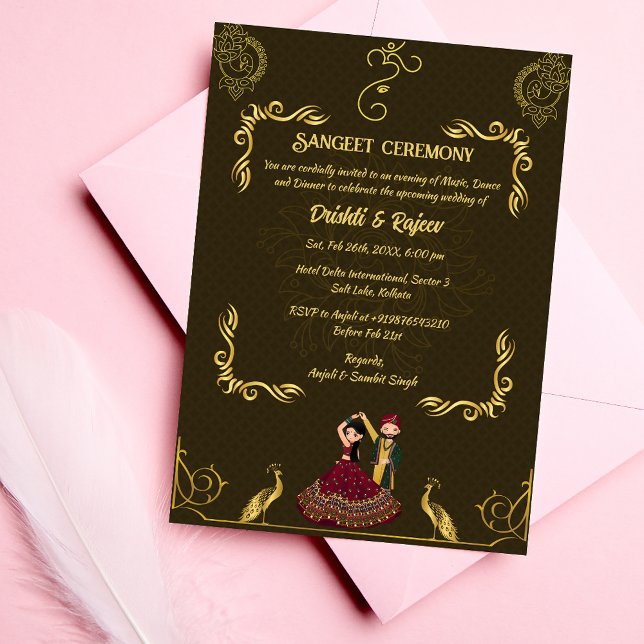 Invitation à la cérémonie de la sangeet avant-Mari (Créateur téléchargé)
