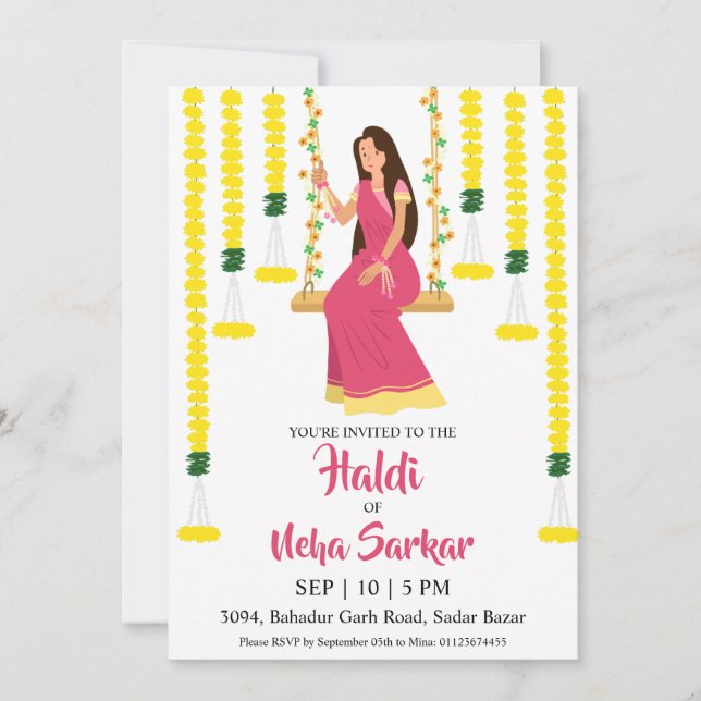 invitation à la cérémonie haldi (Devant)