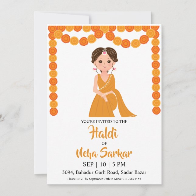 invitation à la cérémonie haldi (Devant)
