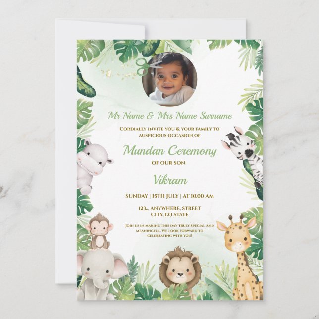Invitation à la cérémonie indienne de Mundan, Invi (Devant)