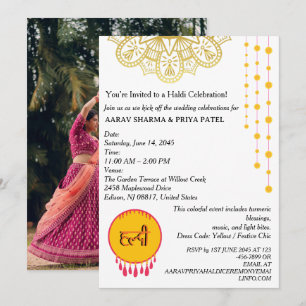 Invitation à la cérémonie indienne Haldi de Mandal