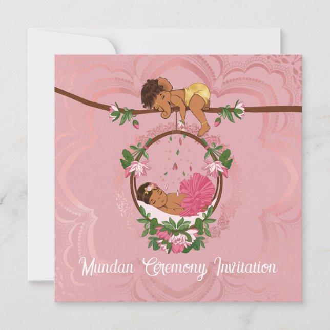 Invitation à la cérémonie Mundan pour une petite f (Devant)