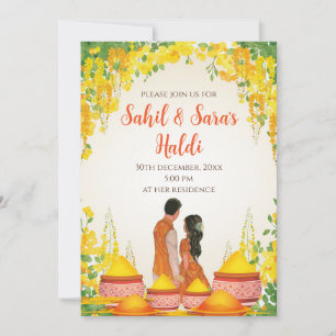 Invitation à la cérémonie numérique de Haldi et in