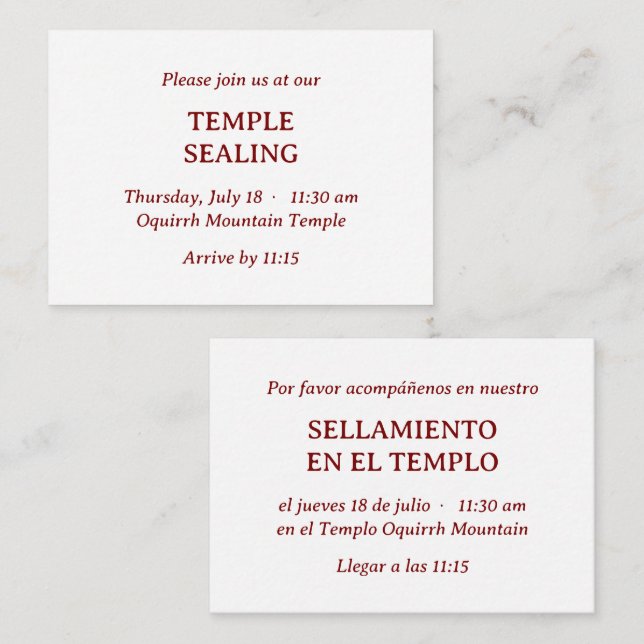 Invitation à la chasse au temple rouge espagnol-an (Devant / Derrière)