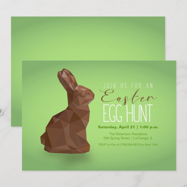 Invitation à la chasse aux oeufs de lapin de Pâque (Devant / Derrière)