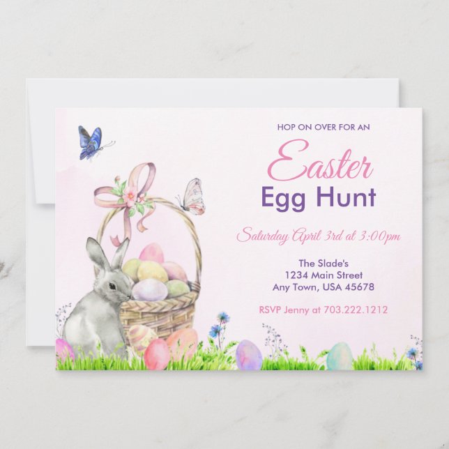 Invitation à la chasse aux oeufs de Pâques (Devant)