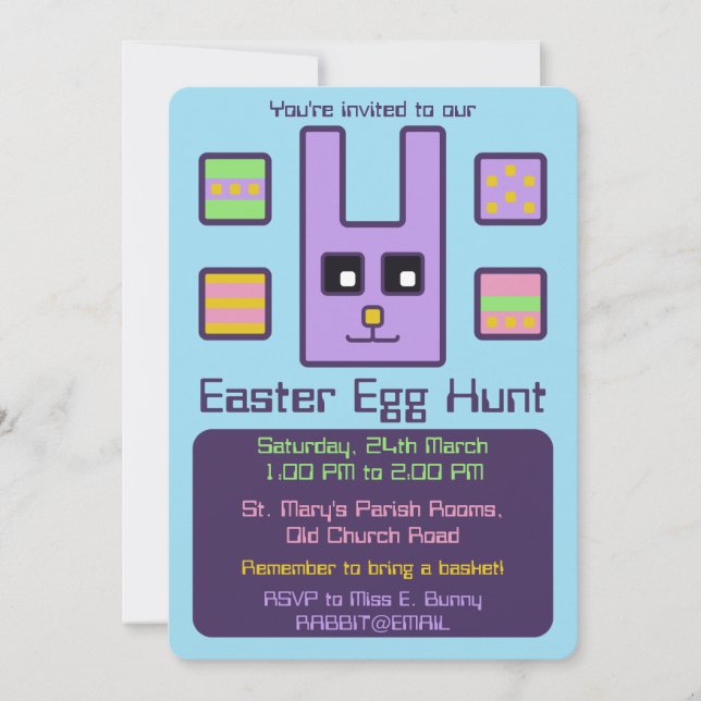 Invitation à la chasse aux oeufs de Pâques de Bunn (Devant)