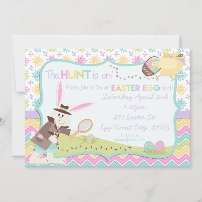 Invitation à la chasse aux oeufs de Pâques de Bunn (Devant)