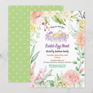 Invitation à la chasse aux oeufs de Pâques.Fleur d