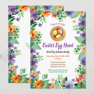 Invitation à la chasse aux oeufs de Pâques. Fleurs