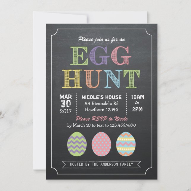 Invitation à la chasse aux oeufs de Pâques / Invit (Devant)