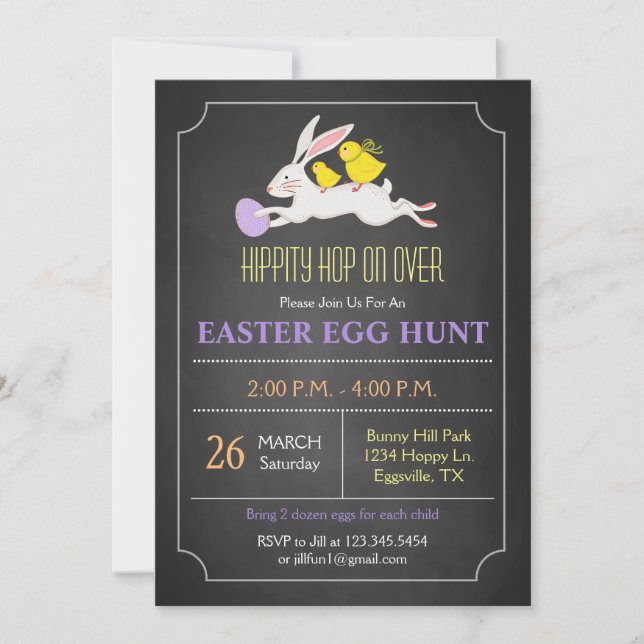 Invitation à la chasse aux œufs de Pâques par le l (Devant)