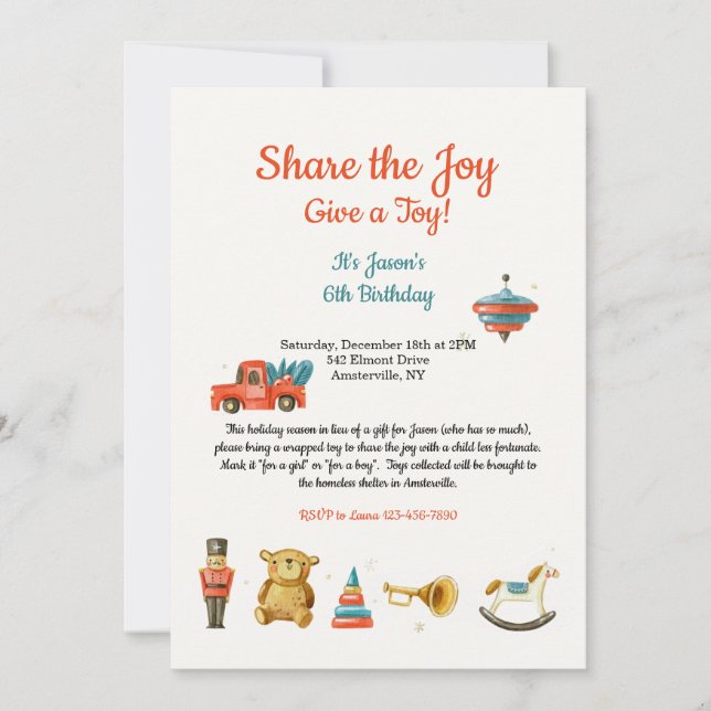 Invitation à la collecte de jouets de Noël (Devant)