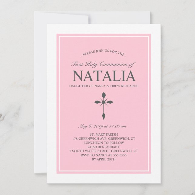 Invitation à la communion couleur personnalisée él (Devant)