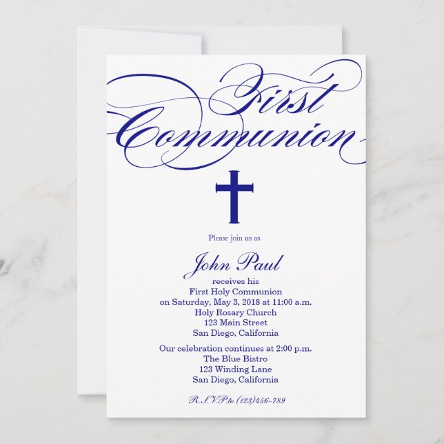Invitation à la communion croisée élégante moderne (Devant)