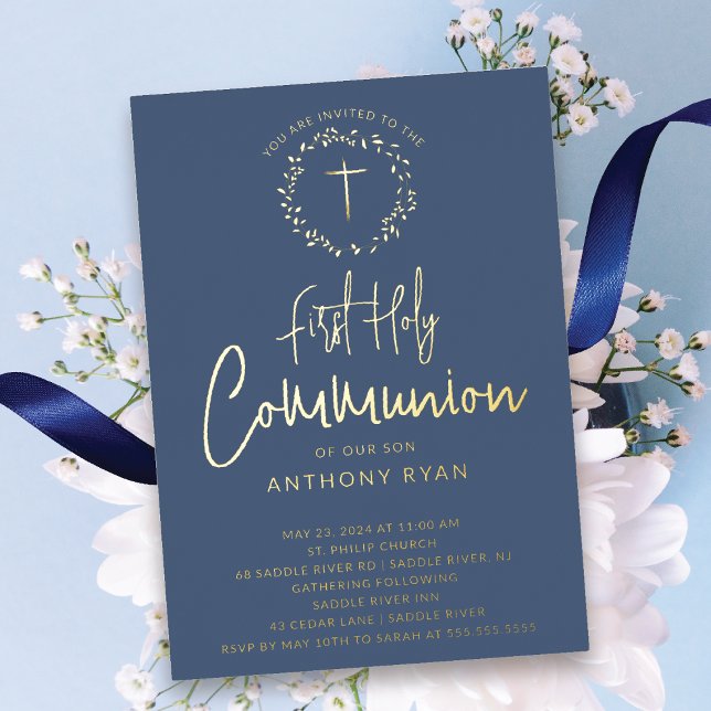 Invitation à la communion des garçons Azure Blessi (Créateur téléchargé)