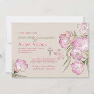 Invitation à la communion florale rose