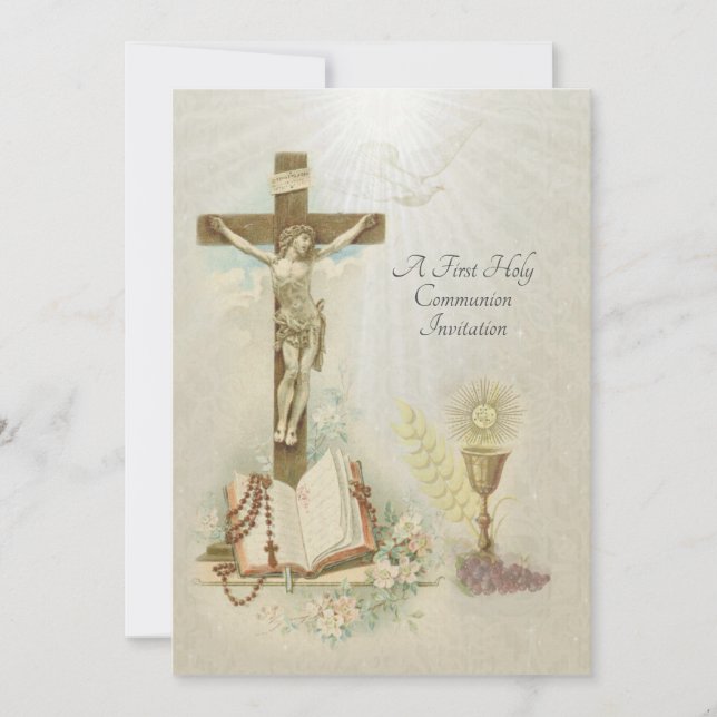 Invitation à la communion Vintage catholique tradi (Devant)