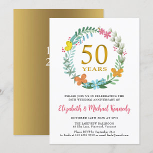 Invitation à la couronne de fleurs d'or du 50e ann