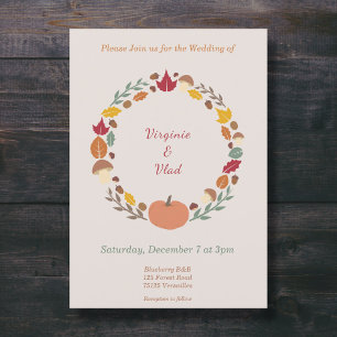 Invitation à la couronne et au Mariage de automne