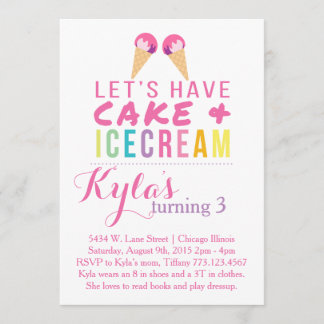 Invitation à la crème glacée et au gâteau