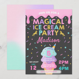 Invitation à la crème glacée Unicorn Ice Cream Par