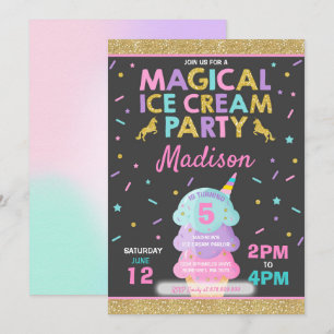 Invitation à la crème glacée Unicorn Ice Cream Par
