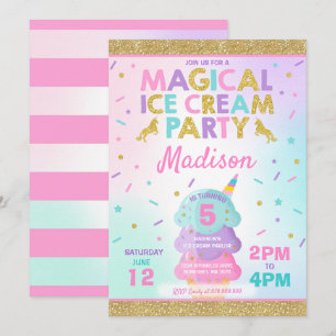 Invitation à la crème glacée Unicorn Ice Cream Par