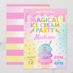 Invitation à la crème glacée Unicorn Ice Cream Par