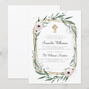 Invitation à la croix florale géométrique moderne